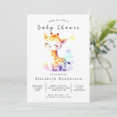 Unique Digital Giraffe Baby Dusche Einladung (Stehend Vorderseite)