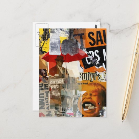 Unique Do Not Pet Fish Screaming Mixed Media Postkarte (Vorderseite/Rückseite Beispiel)