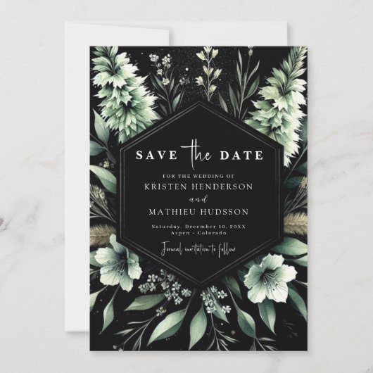 Unique Earthy Typografy Sage Green Wedding Save The Date (Vorderseite)