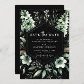 Unique Earthy Typografy Sage Green Wedding Save The Date (Vorne/Hinten)