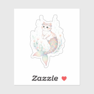 Unique Easter Cat Mermaid Pastel Egg Scale Tail  Aufkleber