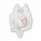 Unique Easter Cat Mermaid Pastel Egg Scale Tail  Aufkleber (Vorderseite)