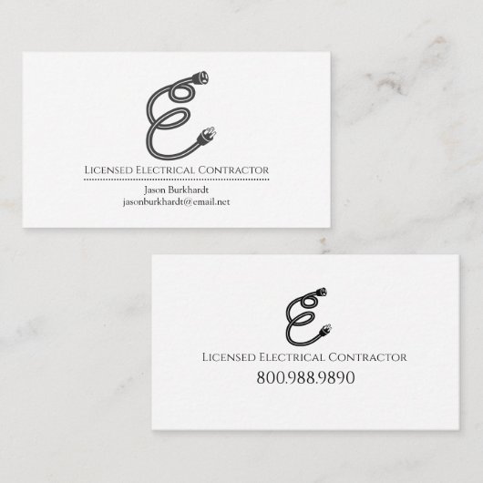 Unique Electrician Contractor Logo Visitenkarte (Vorne/Hinten)