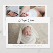 Unique Elegant Baby Boy Photo Collage Birth  Ankündigung (Vorne/Hinten)