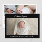 Unique Elegant Baby Boy Photo Collage Birth Ankündigung (Vorne/Hinten)