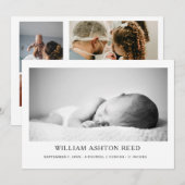 Unique Elegant Baby Boy Photo Collage Birth  Ankündigung (Vorne/Hinten)