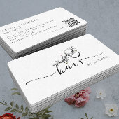 Unique Elegant Floral Scissors Logo QR Code Visitenkarte