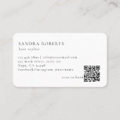 Unique Elegant Floral Scissors Logo QR Code Visitenkarte (Rückseite)