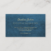 Unique elegant gold metallic frame blue leather visitenkarte (Rückseite)