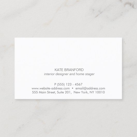Unique Elegant Silver Leaves On White Marble Visitenkarte (Rückseite)