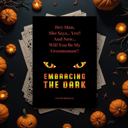 Unique Embracing the Dark Fiery Eyes Groomsmen Einladung