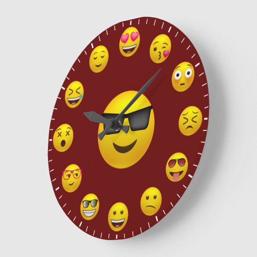 Unique Emoticon Emoji Themed Große Wanduhr (Winkel)