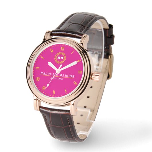 Unique Engagement Gift Custom Monogram Modern Armbanduhr (Winkel)