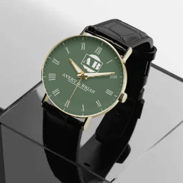 Unique Engagement Gift Custom Monogram Modern Armbanduhr