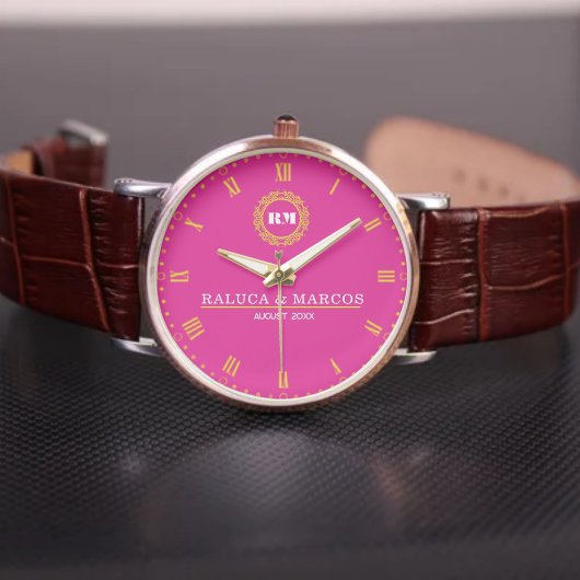 Unique Engagement Gift Custom Monogram Modern Armbanduhr