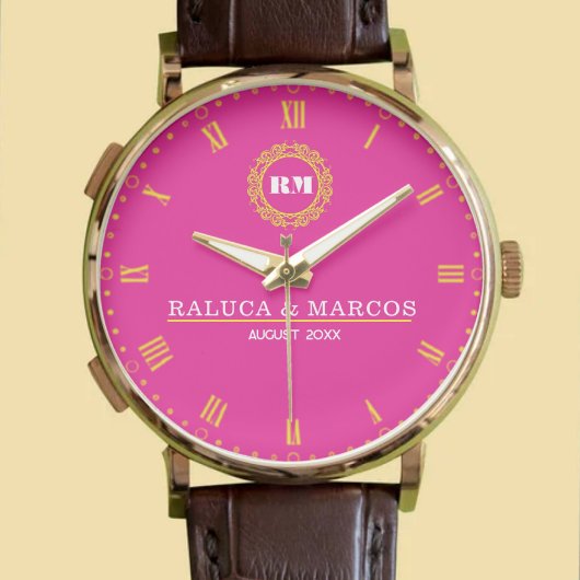 Unique Engagement Gift Custom Monogram Modern Armbanduhr