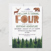 Unique Explorer Boys 4. Geburtstag Einladung (Vorderseite)