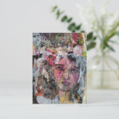 Unique face mixed media collage postkarte (Stehend Vorderseite)