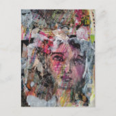 Unique face mixed media collage postkarte (Vorderseite)
