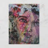 Unique face volcabulary mixed media collage postkarte (Vorderseite)