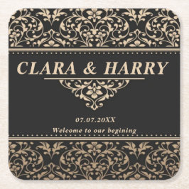 Unique fancy minimalist boho modern wedding rechteckiger pappuntersetzer