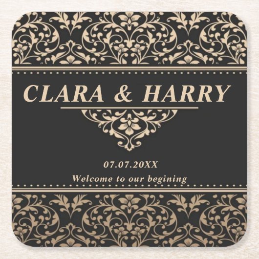 Unique fancy minimalist boho modern wedding rechteckiger pappuntersetzer (Vorderseite)