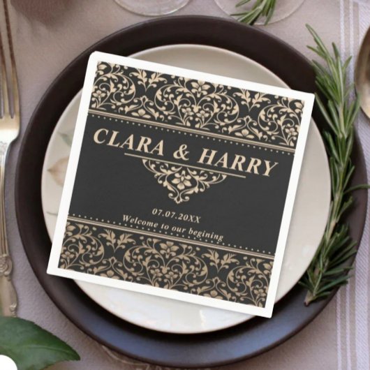 Unique fancy minimalist boho modern wedding serviette