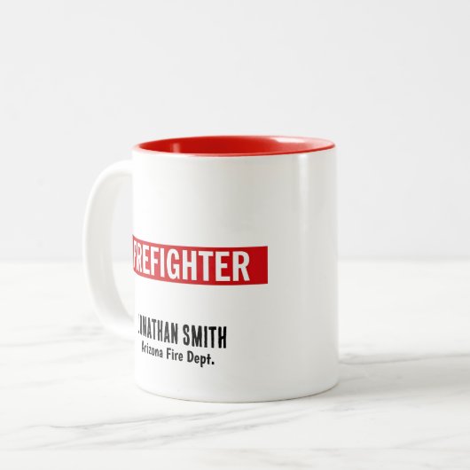 Unique Firefighter in Thin Red Line Zweifarbige Tasse (Vorderseite Links)