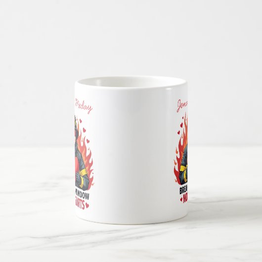 Unique Firefighter Love Black and Red Text Kaffeetasse (Mittel)