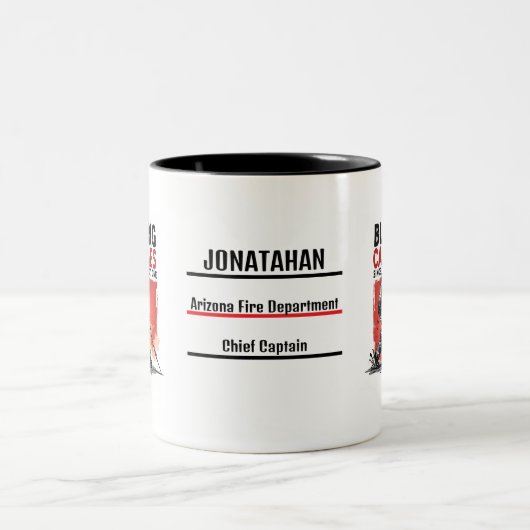 Unique Firefighter or Fireman, Black and Red Funny Zweifarbige Tasse (Mittel)