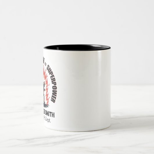 Unique Firefighter or Fireman Coffee Superpower  Zweifarbige Tasse (Mittel)