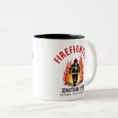 Unique Firefighter or Fireman on Fire Rescue Zweifarbige Tasse (VorderseiteRechts)