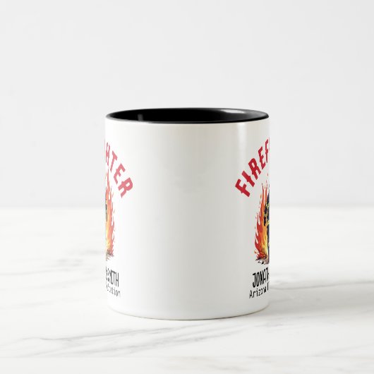 Unique Firefighter or Fireman on Fire Rescue Zweifarbige Tasse (Mittel)