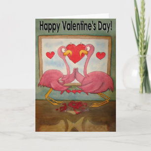 Unique Flamingo Happy Valentine's Day Paper Card Feiertagskarte