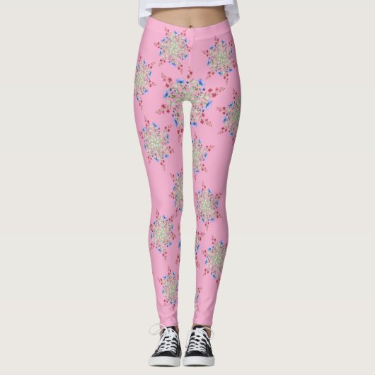 Unique Flower Pattern Designed Leggings (Vorderseite)