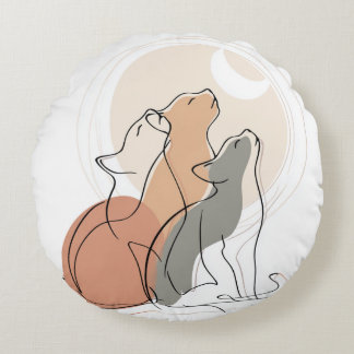 Unique Fox Howling at Moon Round Pillow Rundes Kissen