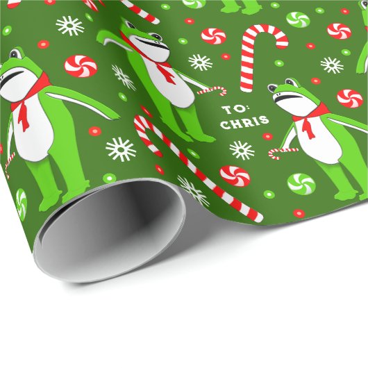 Unique Frog Christmas Holiday Gift Geschenkpapier (Rolleneckpunkt)