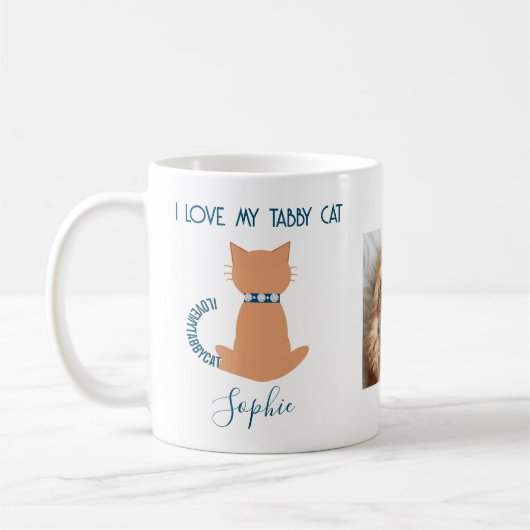 Unique Fun Love My Tabby Cat Mug Kaffeetasse (Links)
