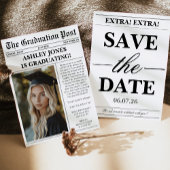 Unique Fun Newspaper Photo Graduation  Einladung