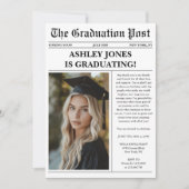 Unique Fun Newspaper Photo Graduation Einladung (Vorderseite)