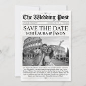 Unique Fun Photo Save the Date Wedding Newspaper Einladung (Vorderseite)
