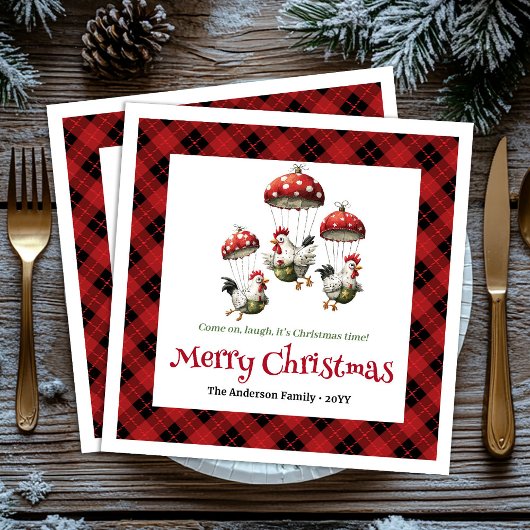 Unique Funny Chickens Editable Custom Name Holiday Serviette