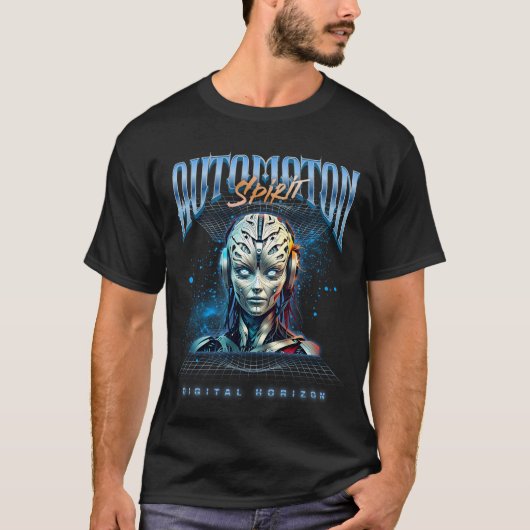 Unique Futuristic Sci-Fi Robot Digital Art Design T-Shirt (Vorderseite)