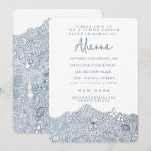 Unique Garden Szene Künstler Birthday Navy Blau Einladung (Vorne/Hinten)