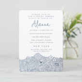 Unique Garden Szene Künstler Birthday Navy Blau Einladung (Stehend Vorderseite)