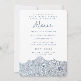 Unique Garden Szene Künstler Birthday Navy Blau Einladung