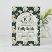 Unique Gardenias Accent Milestone Birthday Einladung (Stehend Vorderseite)