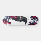 Unique Girly Black Raven & Red Roses Skate Deck Skateboard (Horizontal)