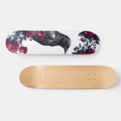 Unique Girly Black Raven & Red Roses Skate Deck Skateboard (Horizontal)