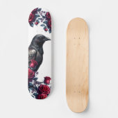 Unique Girly Black Raven & Red Roses Skate Deck Skateboard (Vorderseite)